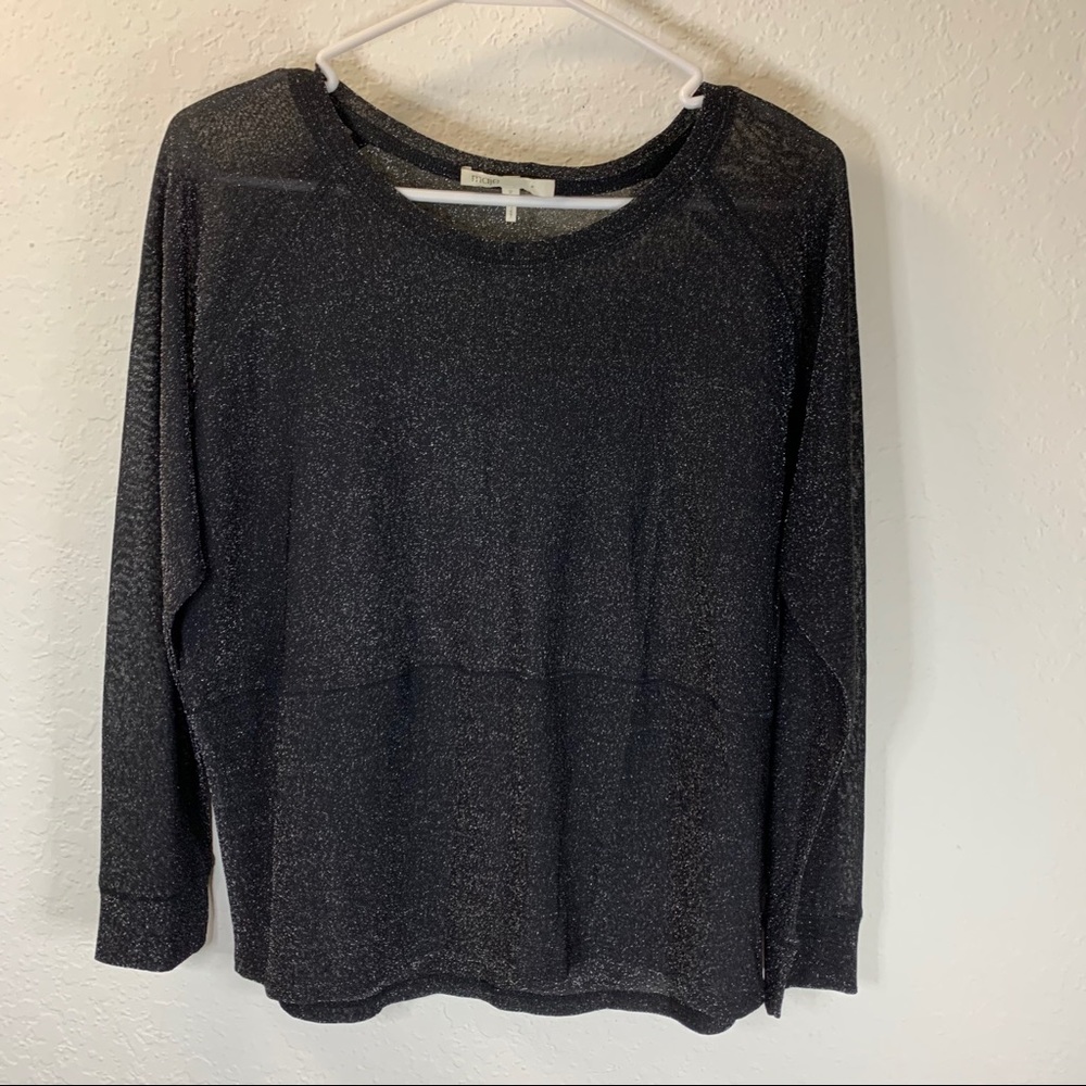 Maje glitter long sleeve top 2 black glitter